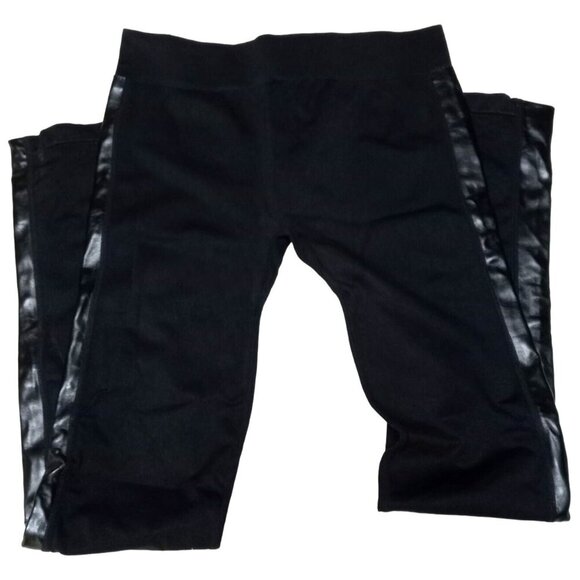 Prime Cut Womens Black Leggings Leather Stripe Size Medium/Large Run Small - Picture 1 of 7